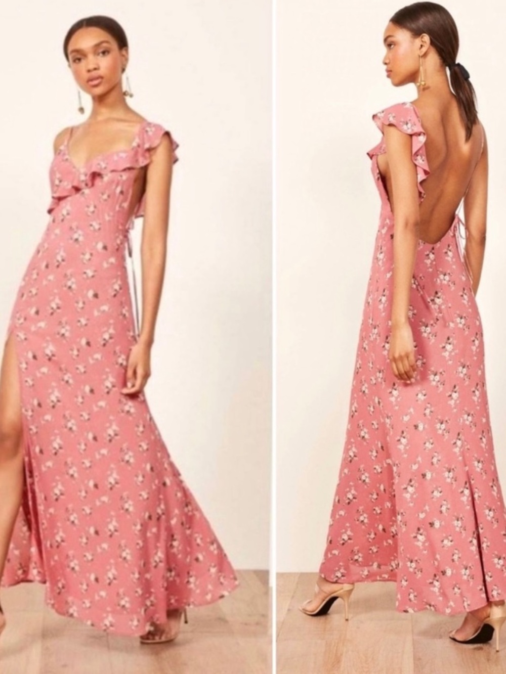 NWOT REFORMATION Marlene Trista Open Back floral dress size M